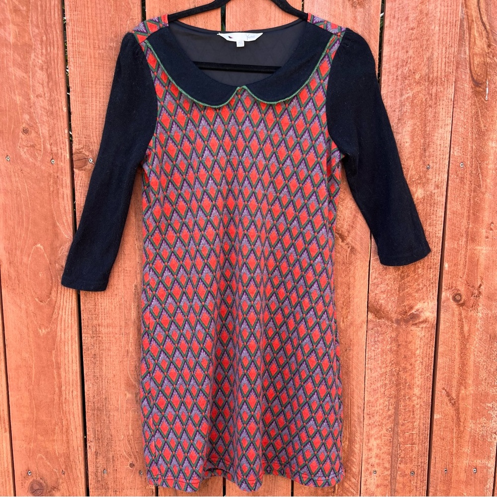 Yumi Kim Black and Red A-Line Dress with Peter Pan Collar